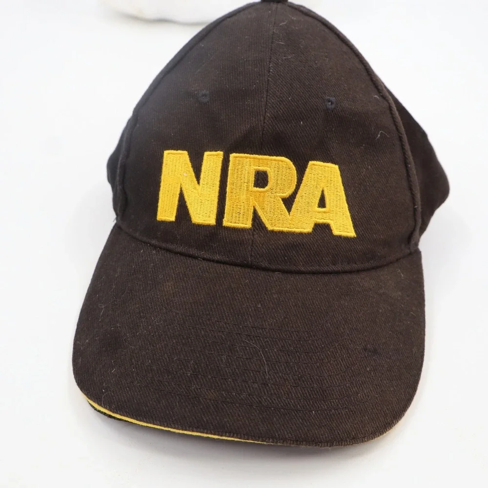 NRA Baseball Cap Black Yellow Embroidered Hat American Flag Adjustable‎ Cotton